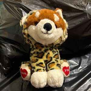 Leopard Print Plush Toy with Heart Paws